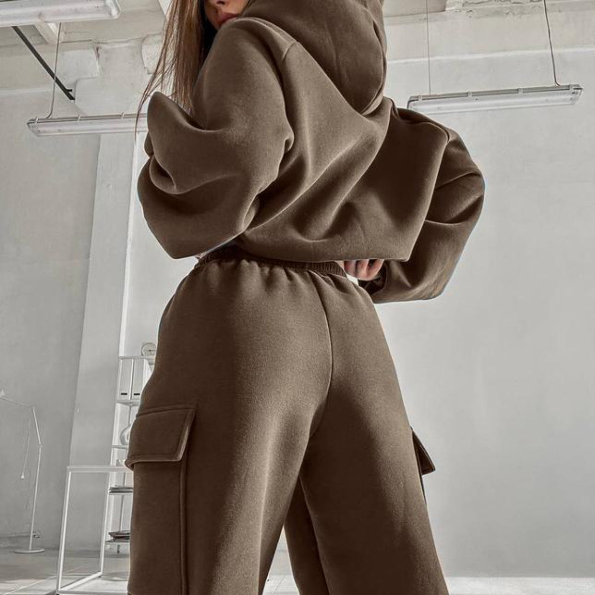 Solid Color Fashion Sports And Leisure Sweater Suit