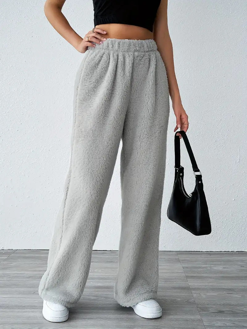 Autumn And Winter Solid Color Fashion Plush Casual Pants