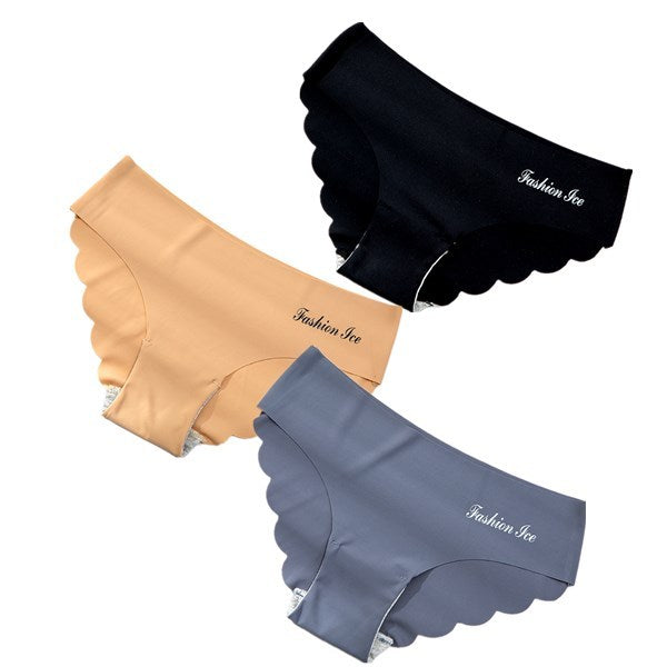 Seamless Scalloped Edge Panties - No Show Briefs for Women Panties For Women Seamless Panty Set Solid Invisible