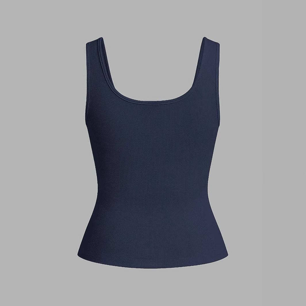 Summer Button Vest Solid Color Texture Pullover