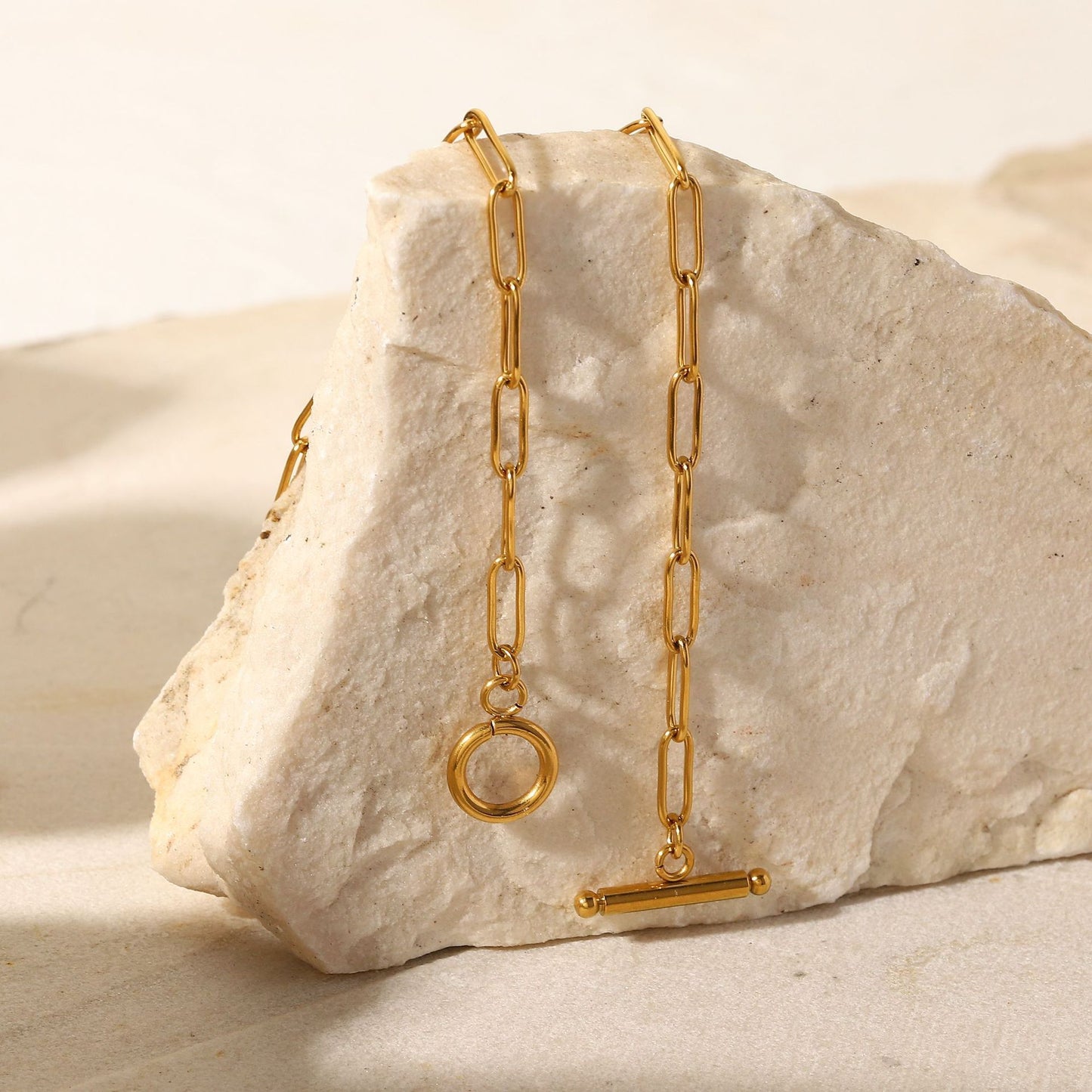 Modern Gold Link Necklace with T-Bar Clasp Fashion Clip Accessories Necklace For Women