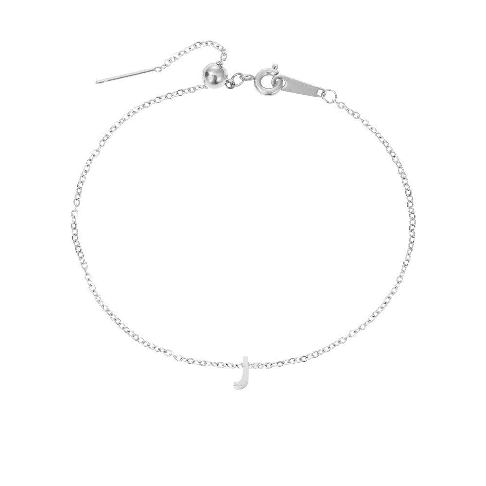 Minimalist Initial Charm Bracelet – Personalized Elegance in Gold & Silver 26 Letters Fashion Personality Stainless Steel Letter Bracelet