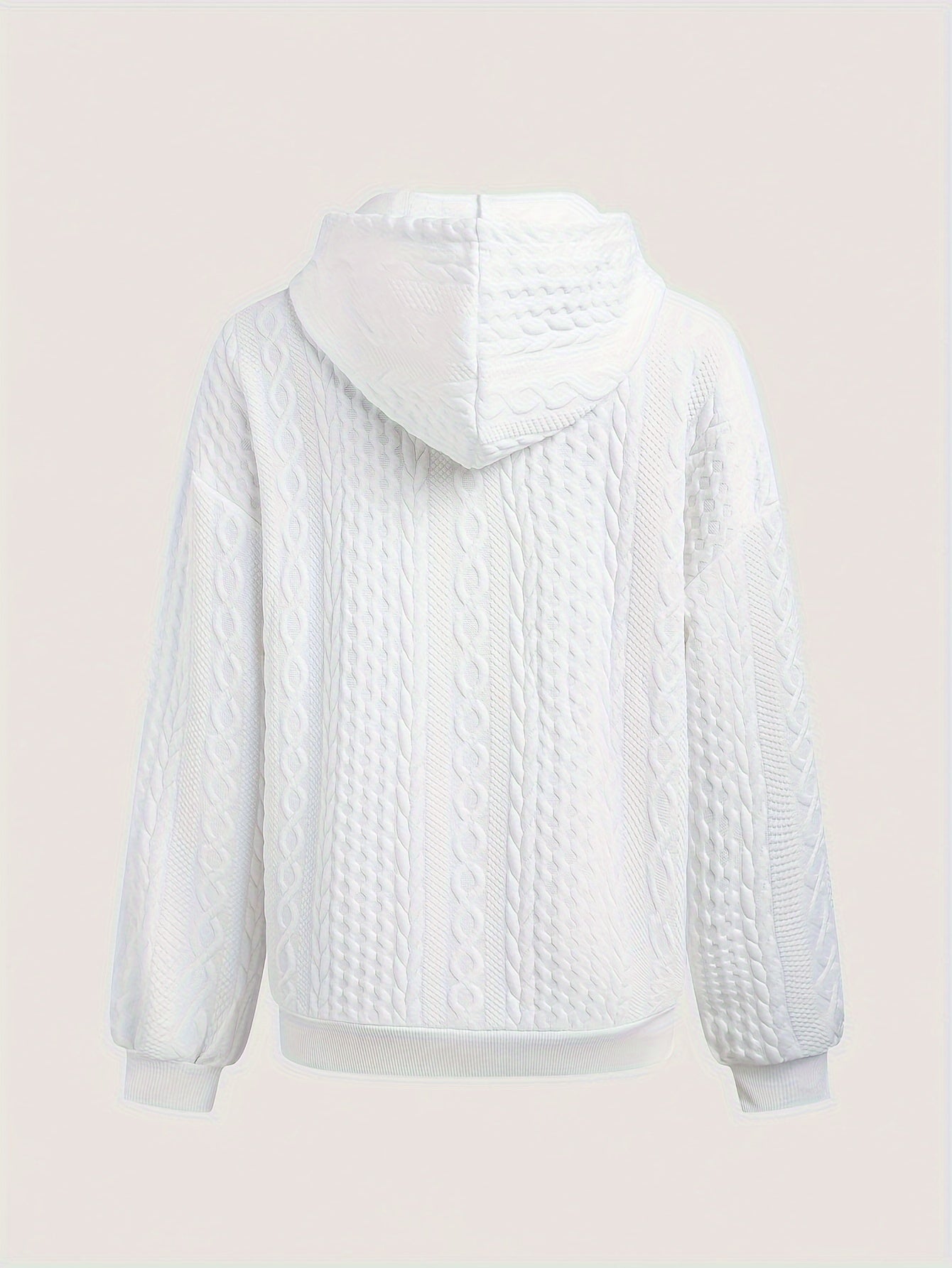 Spring And Autumn Solid Color Zipper Shoulder Drawstring Casual Hoodie