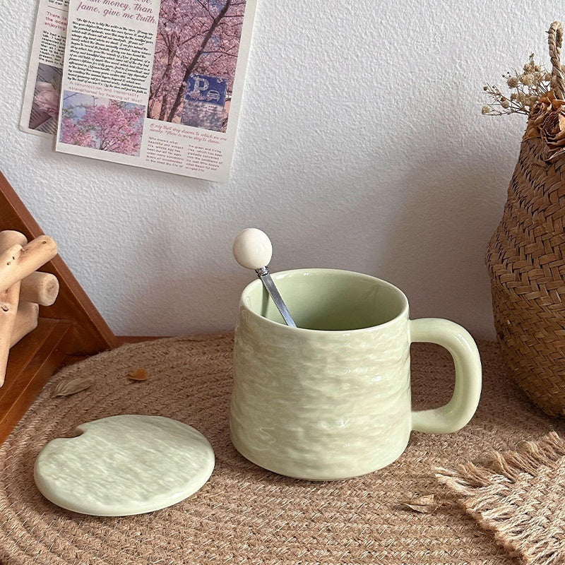 Textured Ceramic Mug & Spoon Gift Set with Bag Rock Textured Ceramic Coffee Niche Mug