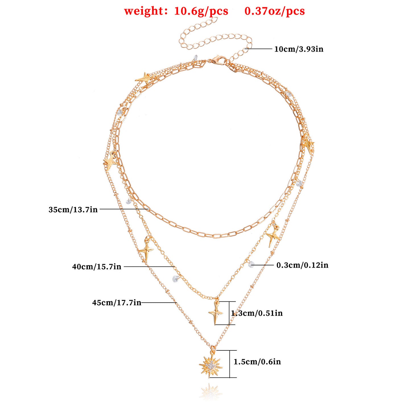 Fashion Gold-plated Double Crystal Pendant Necklace