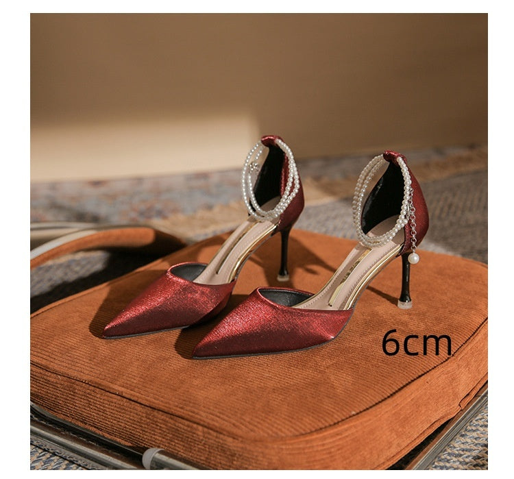Pearl Ankle Strap Heels – Elegant 6cm & 8cm Heels for Parties & Occasions