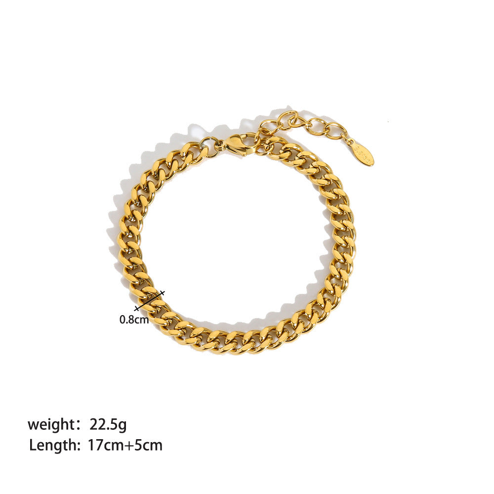 Elegant Gold Plated Bracelet Stack - Various Chain Designs Stainless Steel Ornament Bracelet Female