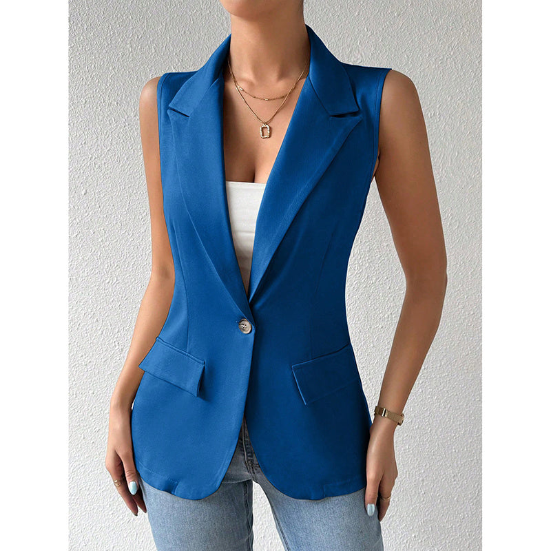 Sleeveless Vest Blazer Casual Open Front Work Office Tops Jacket