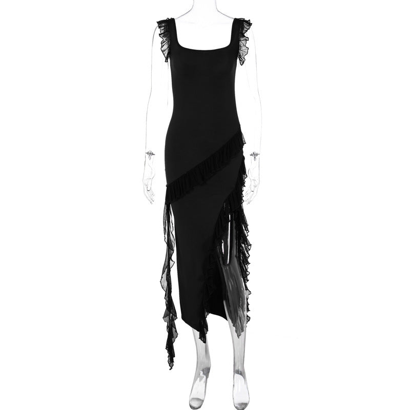 Versatile Fashionable Stringy Selvedge Stitching Temperament Bodycon Dress