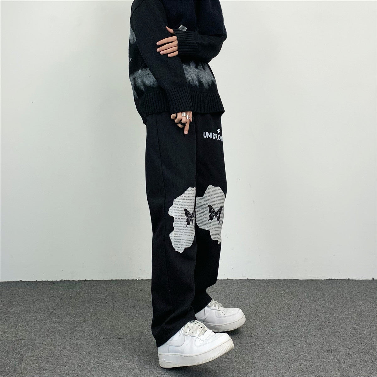 Unisex Streetwear Butterfly Patch Cargo Pants – Oversized Hip Hop Joggers Washed Straight Loose Casual Jeans For Men And Women