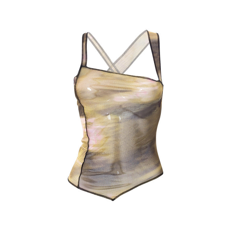 Printed Casual European And American Top Vest Crop Tops For Women's