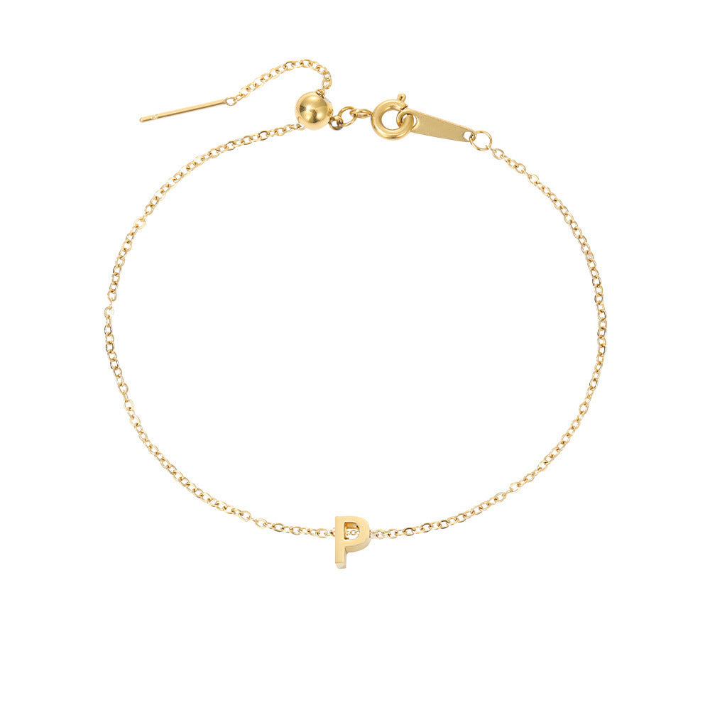 Minimalist Initial Charm Bracelet – Personalized Elegance in Gold & Silver 26 Letters Fashion Personality Stainless Steel Letter Bracelet