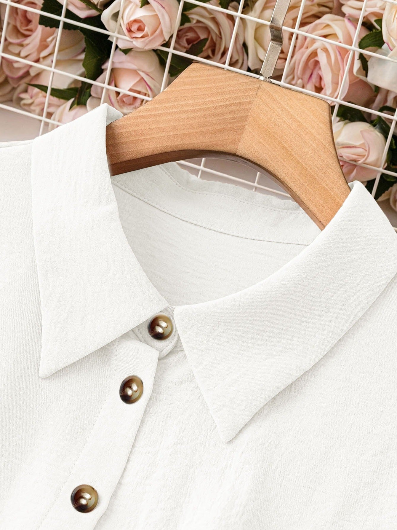Collared Button-Down Shirt - Summer Vacation Casual Short-Sleeve Top For Outings