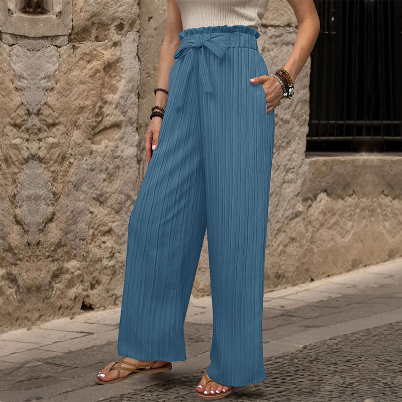Comfortable New Tied Lotus Leaf Elastic Trousers For Women's