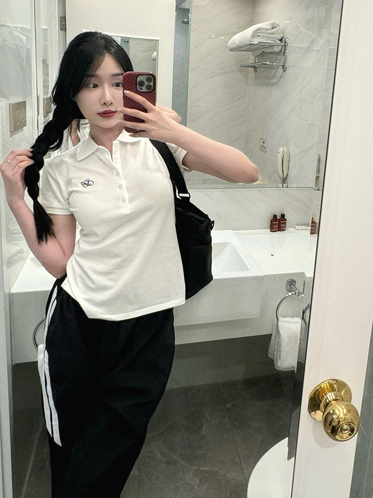 Retro Varsity Jogger Set – Bold Stride Edition Black Casual Pants For Women Summer