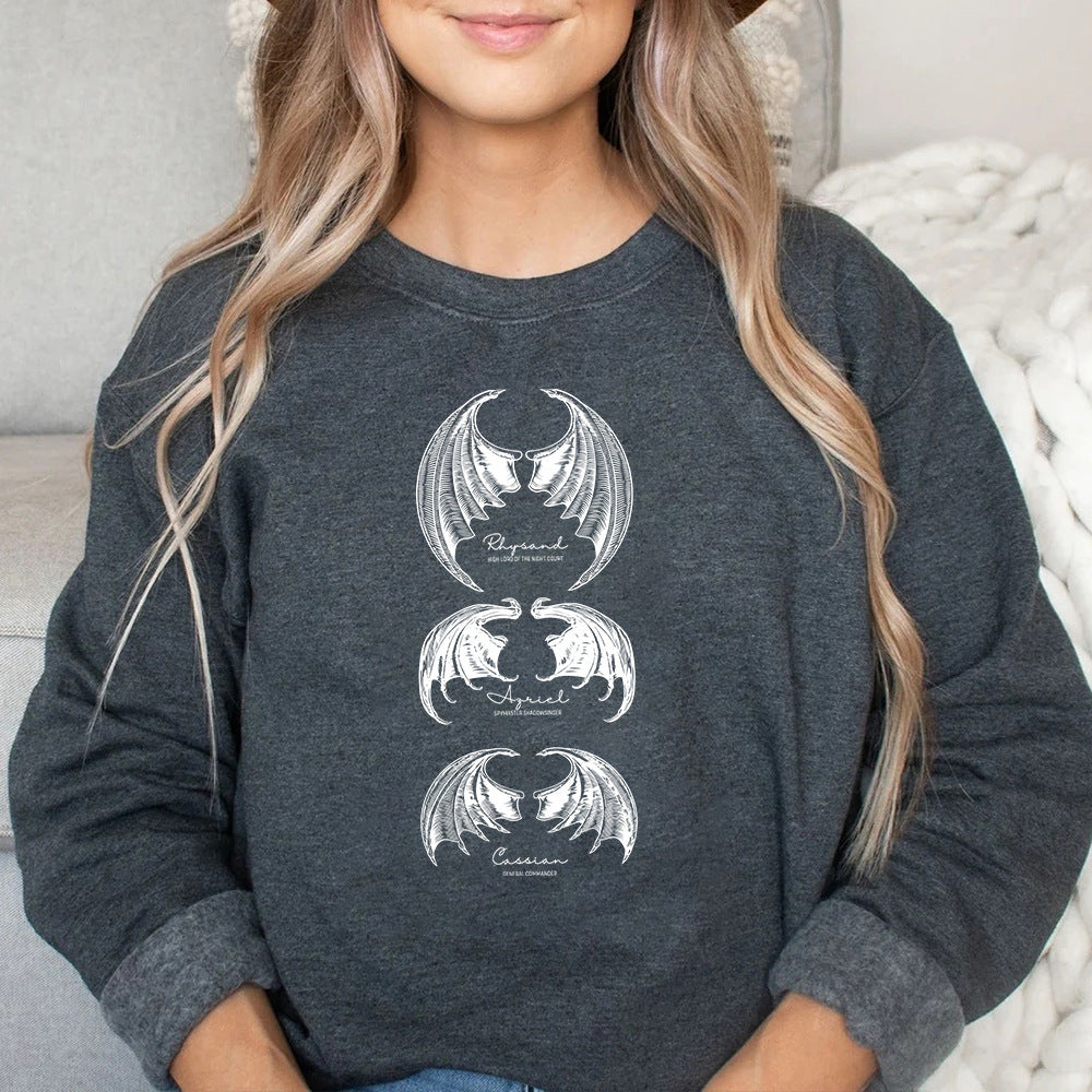 Mythical Creature Graphic Sweatshirt - Women Crewneck Pullover Night Shirt Thorns And Rose Court T-shirt