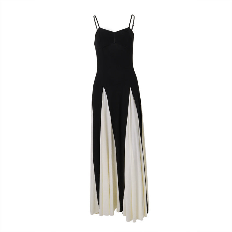Elegant Versatile Fashion Color Contrast Sling Dress