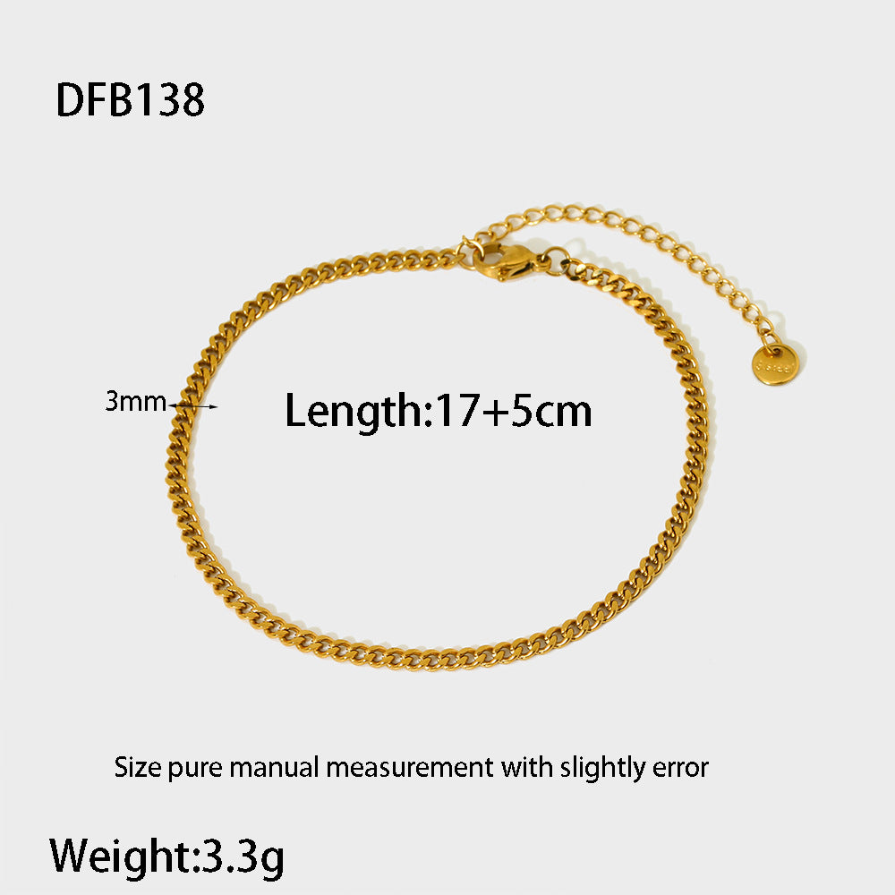 Stainless Steel 18K Gold Plating Hemp Flowers Chain Figaro Chain Bracelet For Women