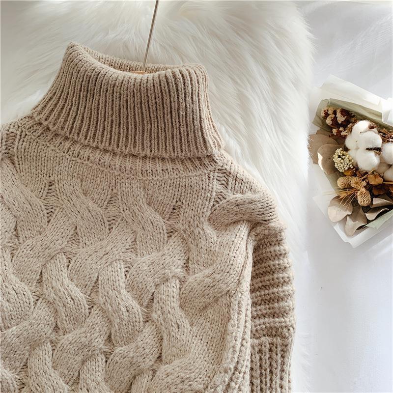 Turtleneck Twist Korean Retro Lazy Knit Pullover Top