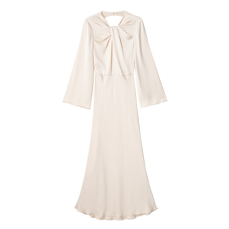 European And American Style Backless Satin Textured Dresses For Women