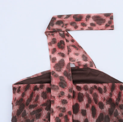 Retro New Stylish Top Summer Animal Print Sling Crop Top