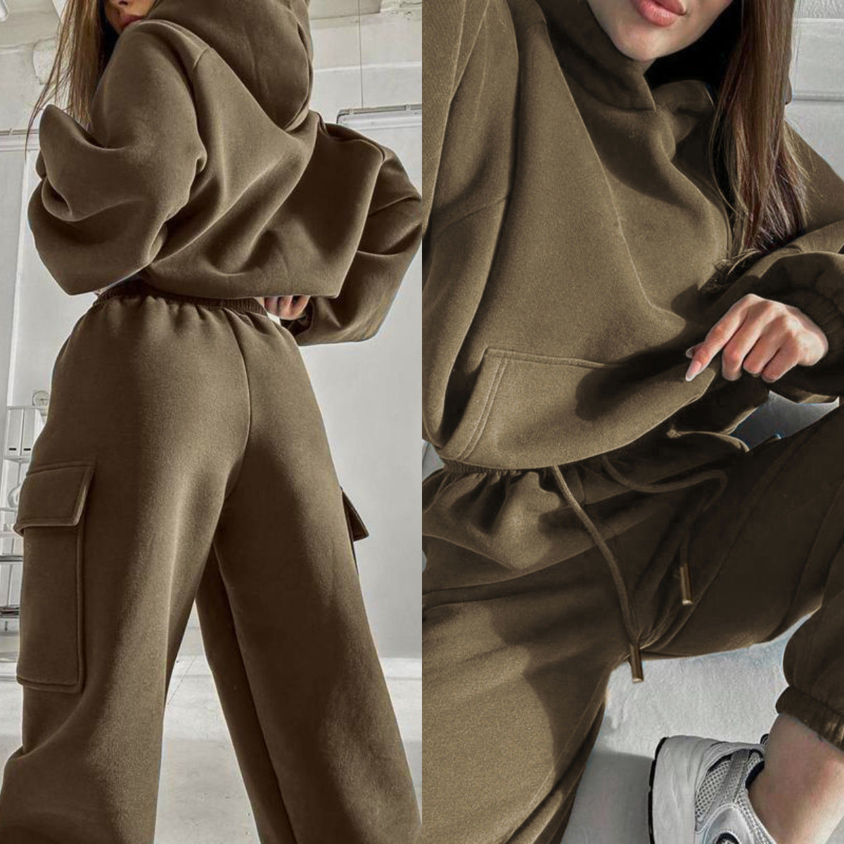 Solid Color Fashion Sports And Leisure Sweater Suit