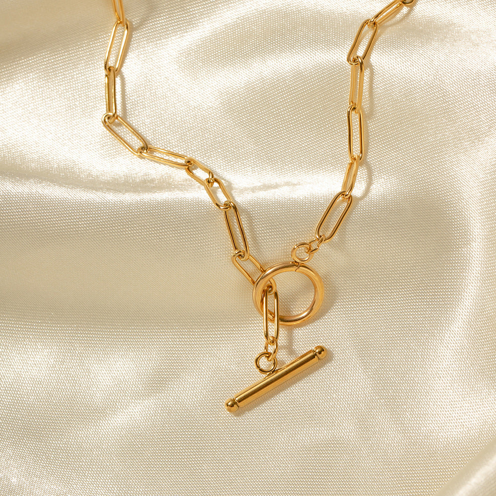 Modern Gold Link Necklace with T-Bar Clasp Fashion Clip Accessories Necklace For Women