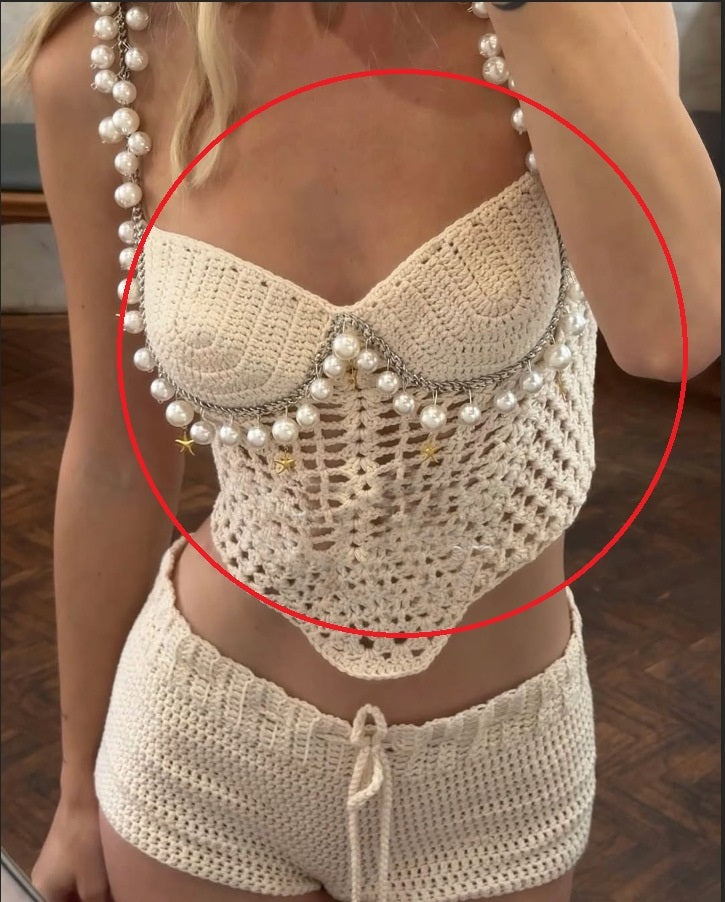 Sexy Solid Color Crop-top Spaghetti-strap Beading Top For Women's