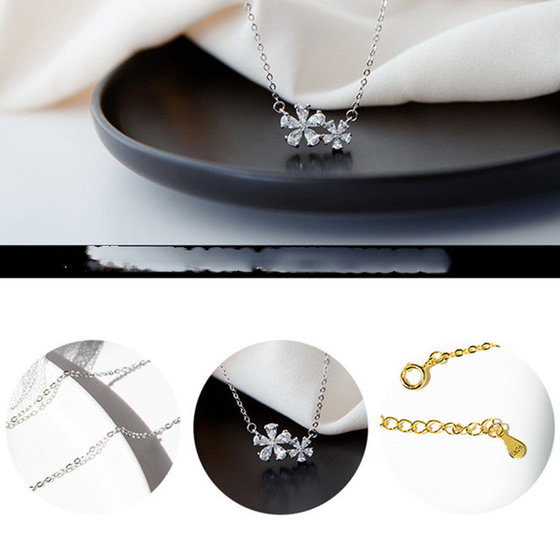 Delicate Crystal Flower Pendant Necklace – Gold & Silver Options S925 Sterling Silver Chrysanthemum Design Sense Net Red Same Style