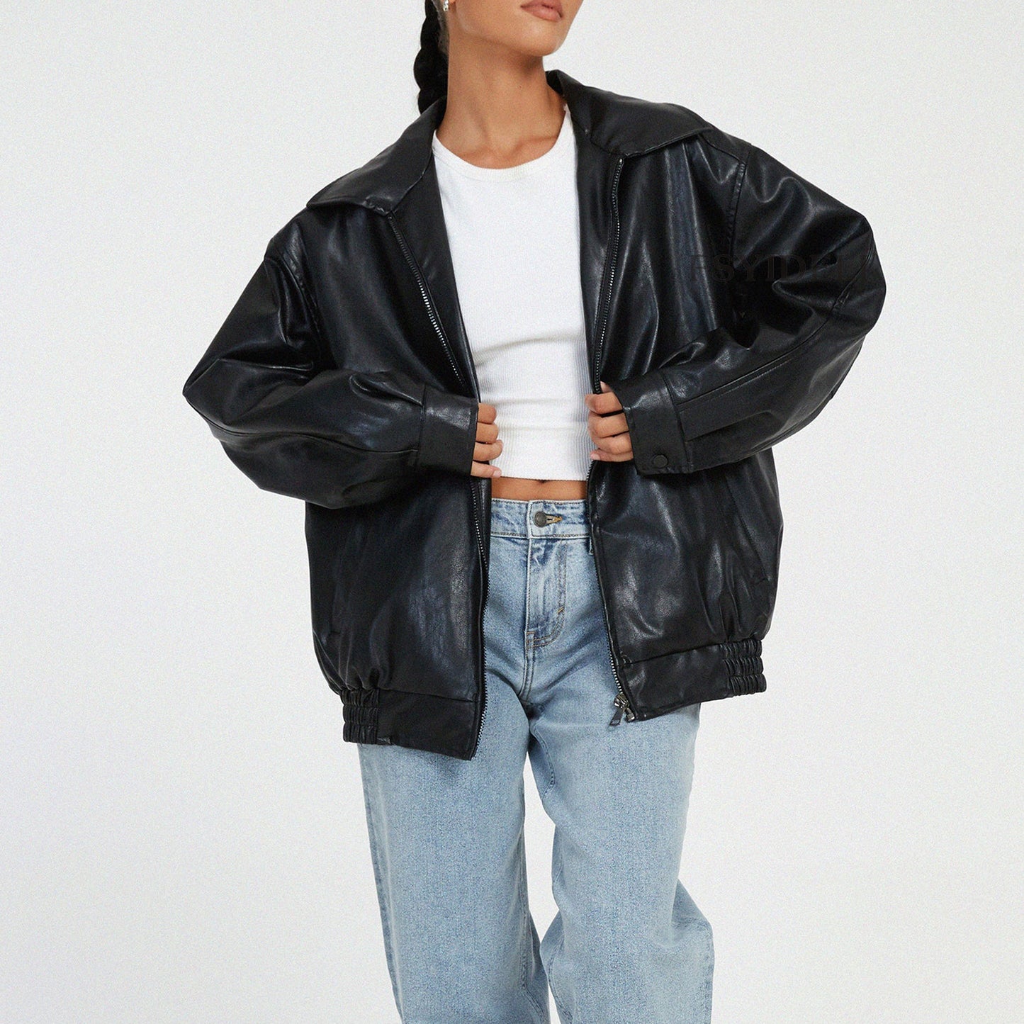 Leather Coat Locomotive Style Top For Women's