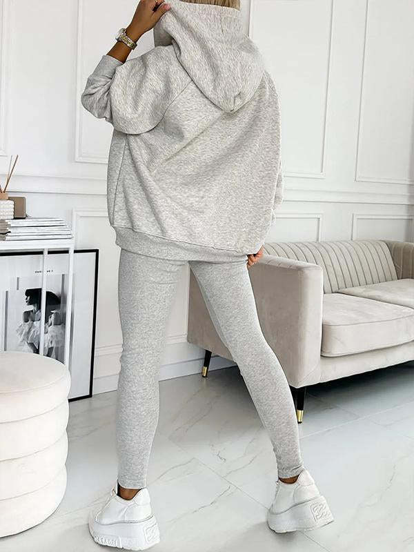 3-Piece Lounge Set – Cozy, Chic & Effortlessly Stylish For Women's Sports Suit Loose Hooded Pockets Sweatshirt And Vest And Slim Trousers