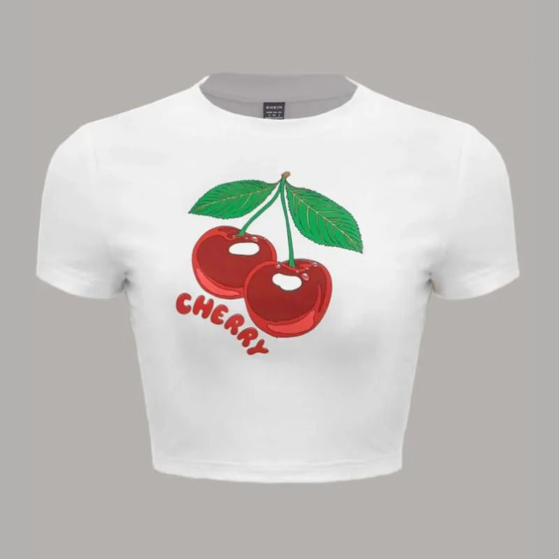 Women's Cute Cherry Print T-shirt Top