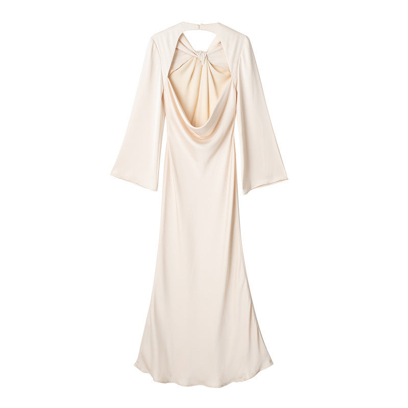 European And American Style Backless Satin Textured Dresses For Women