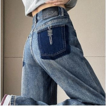 Elegant High Waist Straight Jeans For Women's