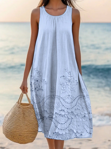 Polyester Short-sleeve One-piece Dress For Women
