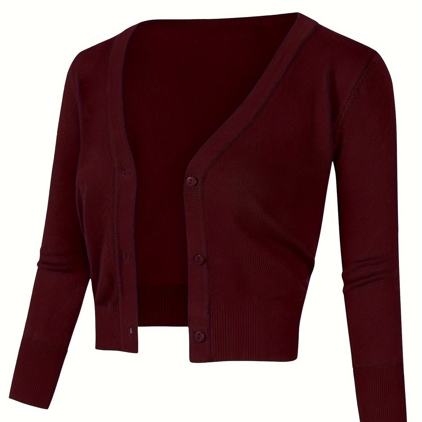 Solid Color Button Up Front Woolen Sweater For Casual Wear