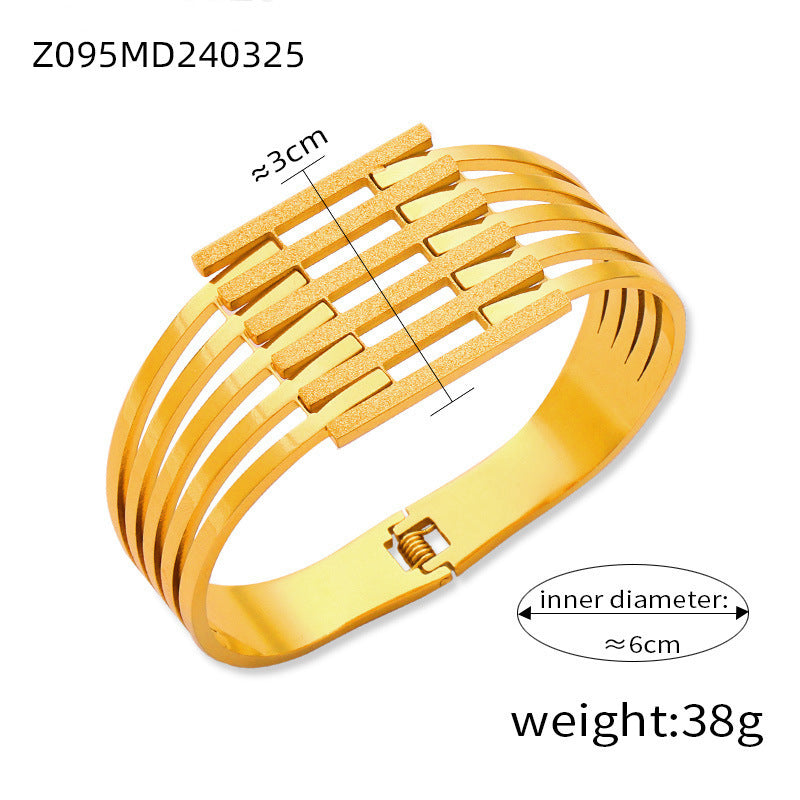 Fashion New Personalized Titanium Steel Gold-plated Diamond Geometric Bracelet