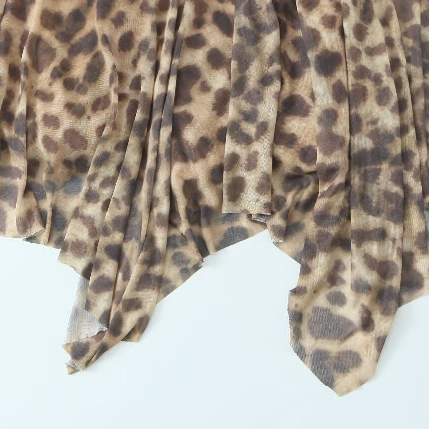 American Retro Hot Girl Sexy Leopard Print Dress
