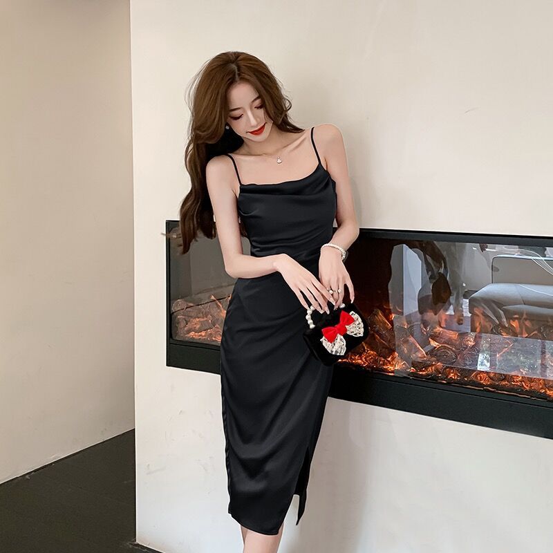 Fashion Suspender Waist Closed Dress Female Summer