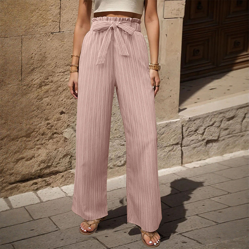 Comfortable New Tied Lotus Leaf Elastic Trousers For Women's