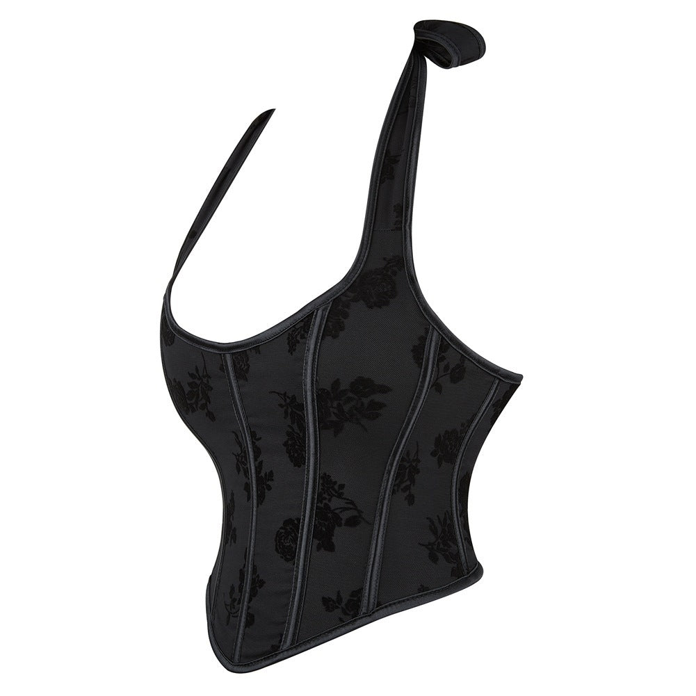 Breathable Mesh Halter Body Shaping Top For Women's