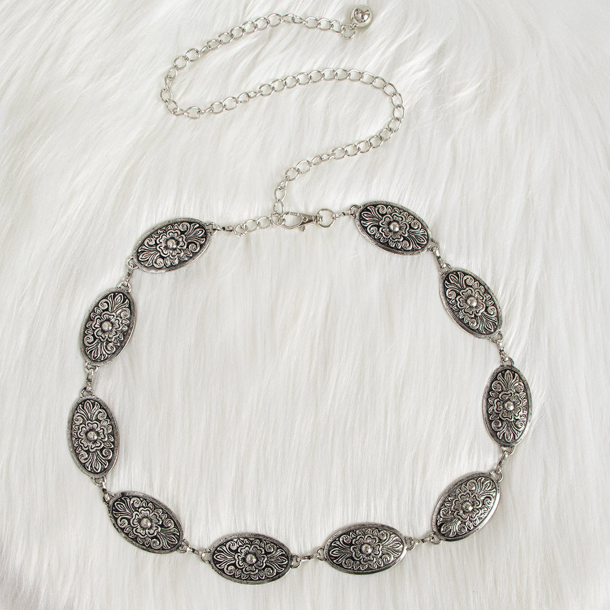 Bohemian Filigree Waist Chain for Dresses Carved Vintage Metal Women's Waist Chain