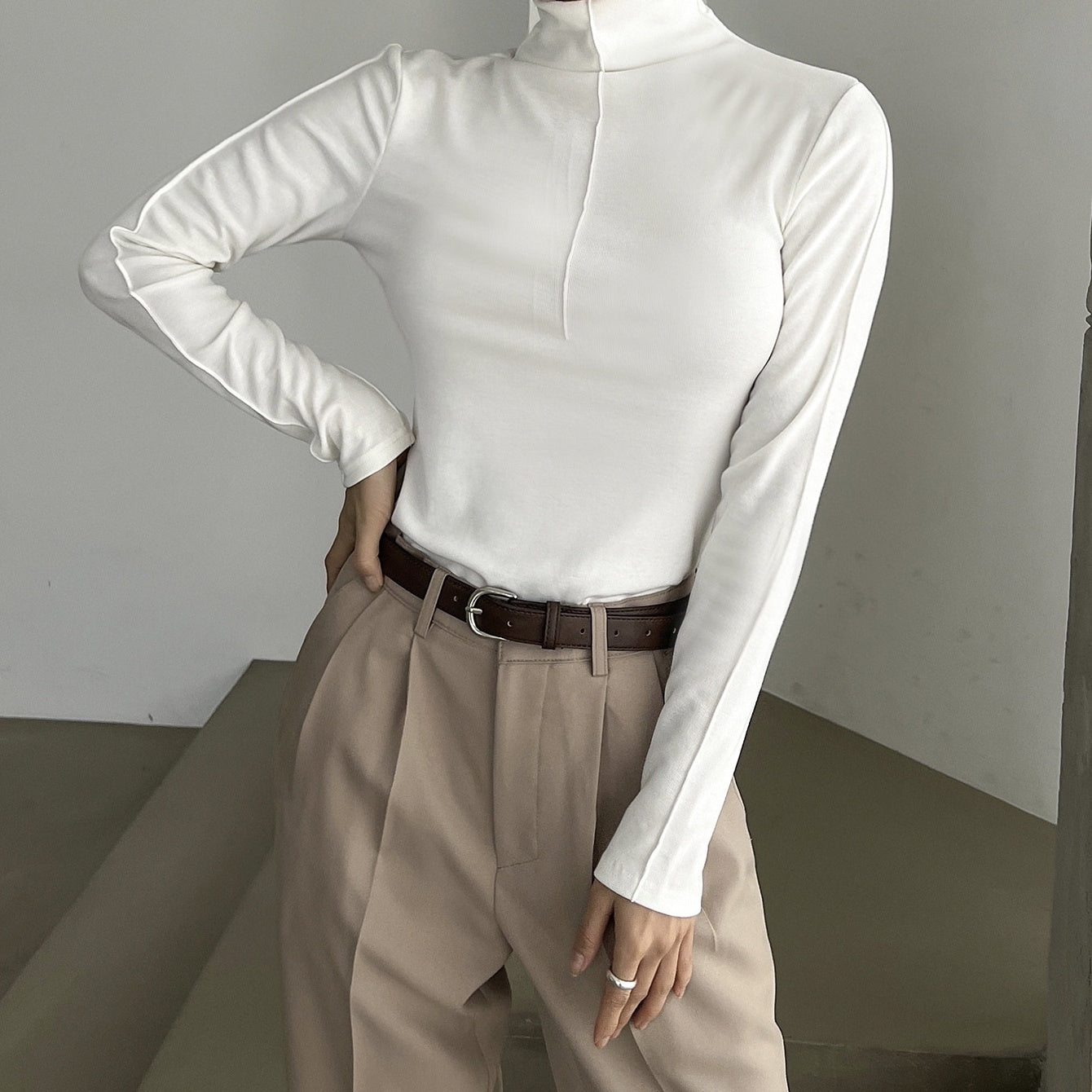 Solid Color Top Fashionable Velvet Texture Fashionable T-shirt Long Sleeved