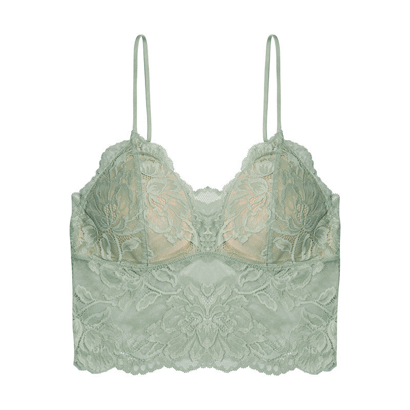 Stylish Sheer Lace Crop Top Bra for Layering French Underwear Lace Bra Women
