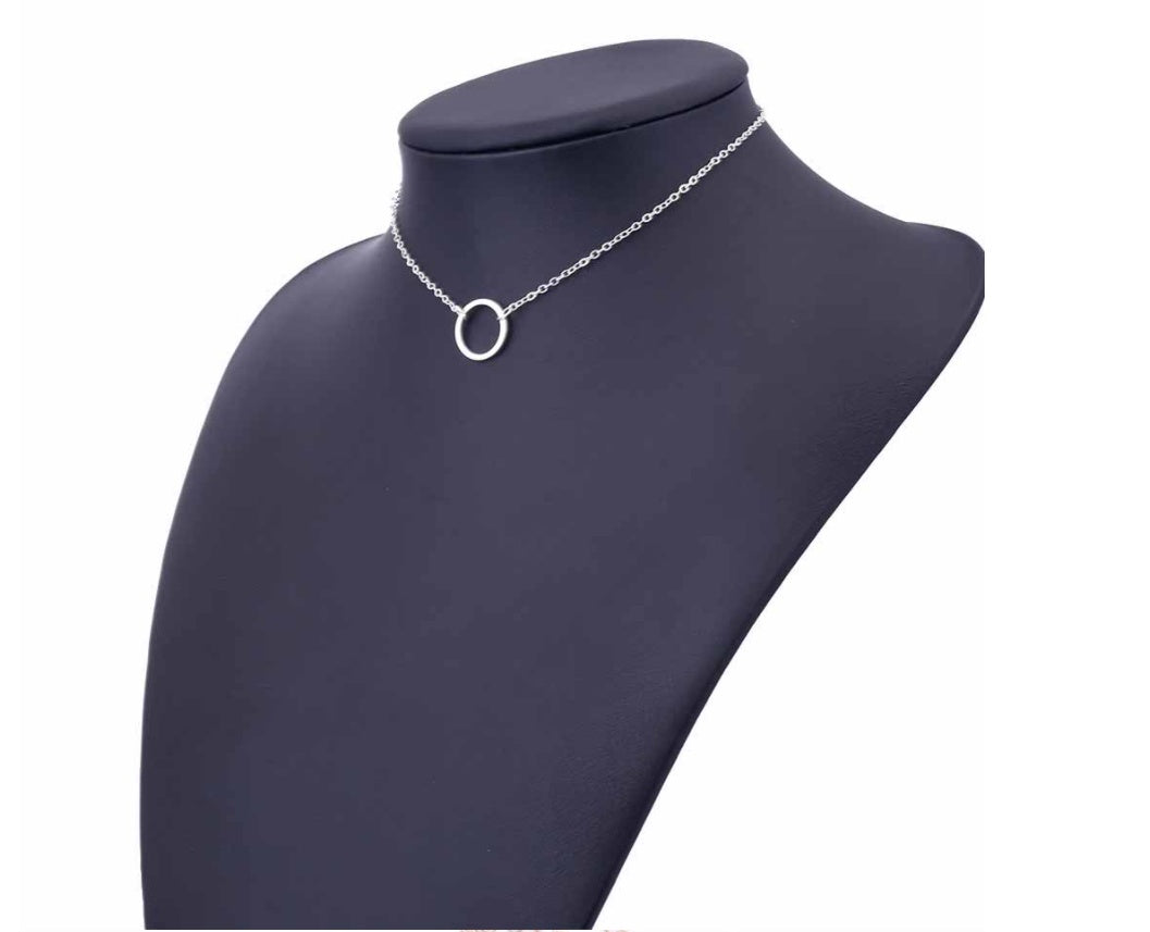 Dainty Circle Pendant Necklaces & Chokers Chain metal ring short necklace