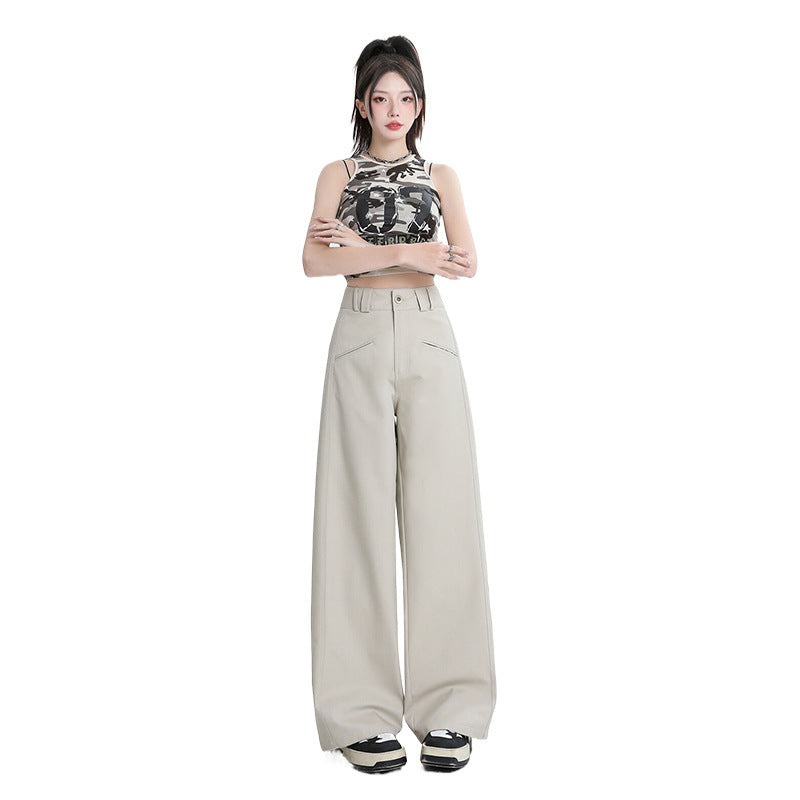 Urban Sleek Wide-Leg Trousers – Minimalist Street Edge Fashion Personality Wide-leg Casual Pants Women