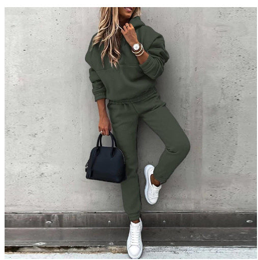 Chic Street Lounge Set – Cozy Meets Couture Women's New Hooded Sweatshirt Sports Suit
