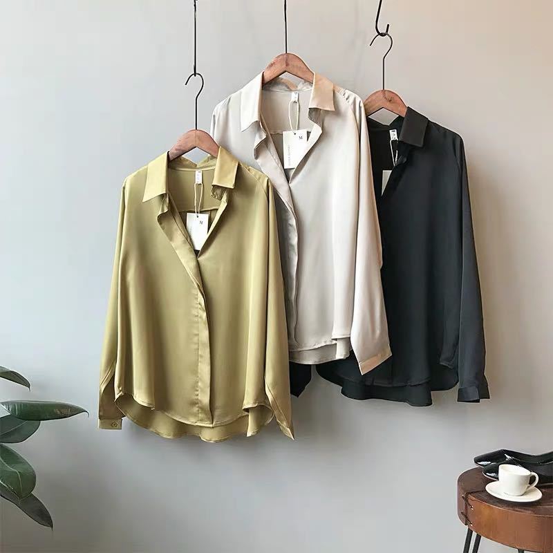 Elegant Satin Long Sleeve Blouse – Chic & Timeless Style Women's Silk Satin Shirt