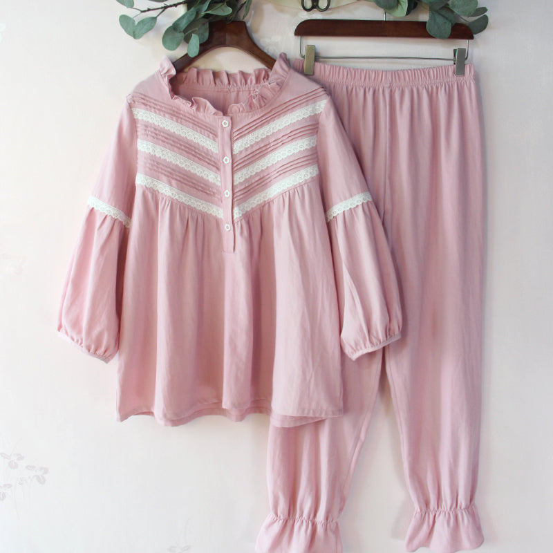 Comfortable Two-Piece Loungewear Set for Women Korean women's cotton pajamas