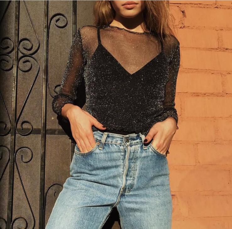 TRANSPARENT DIAMOND MESH TOP
